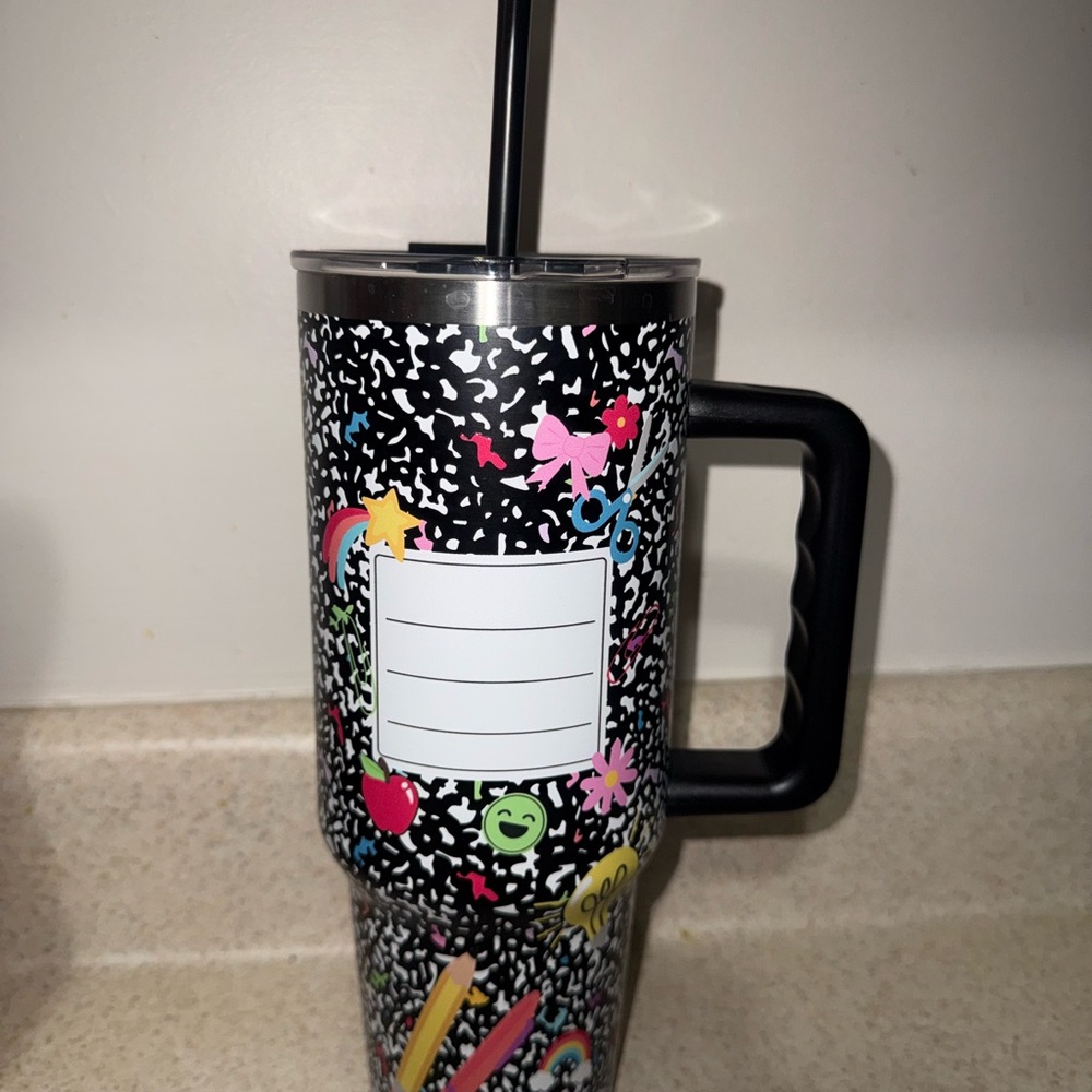 Colorful composition Tumbler with Straw